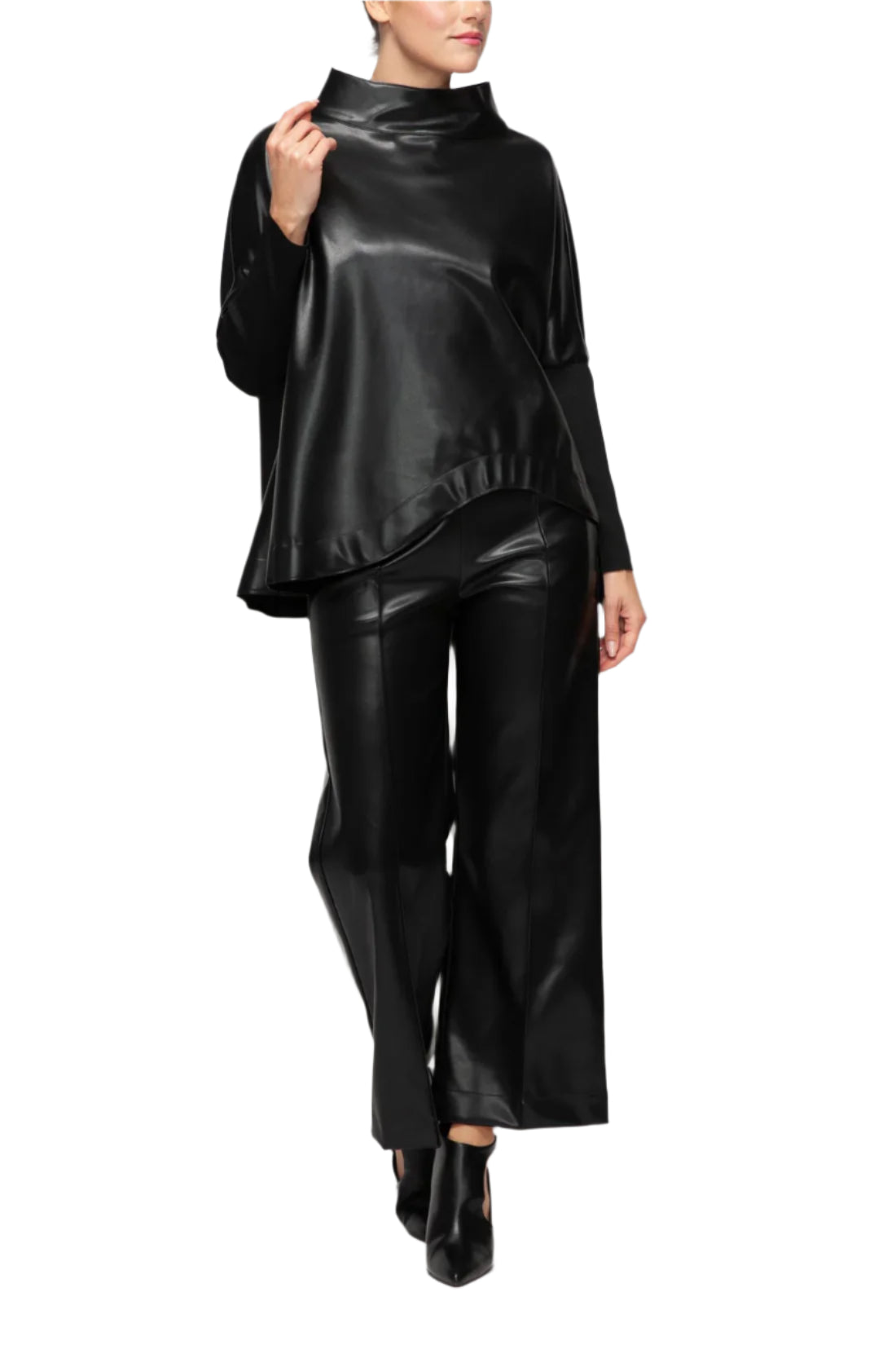 IC Collection Luxe Noir Faux Leather Pant-2191P