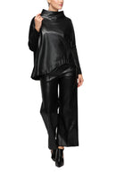 IC Collection Luxe Noir Faux Leather Pant-2191P