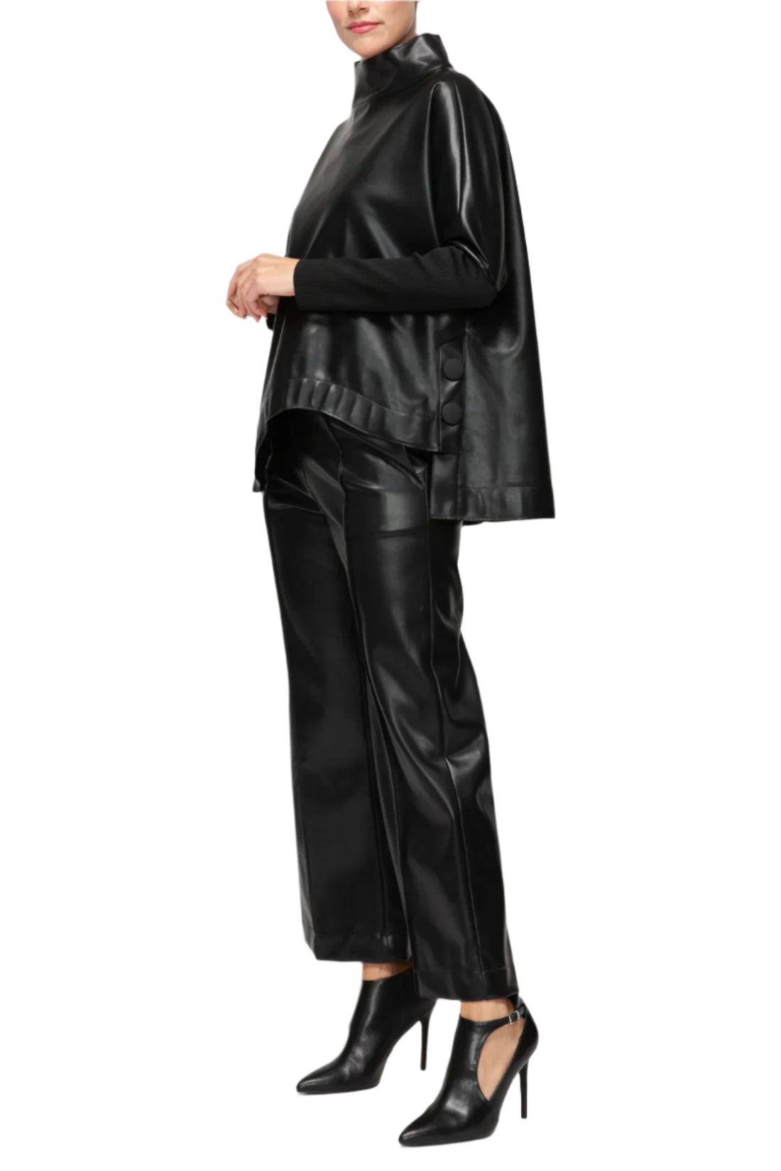 IC Collection Luxe Noir Faux Leather Pant-2191P