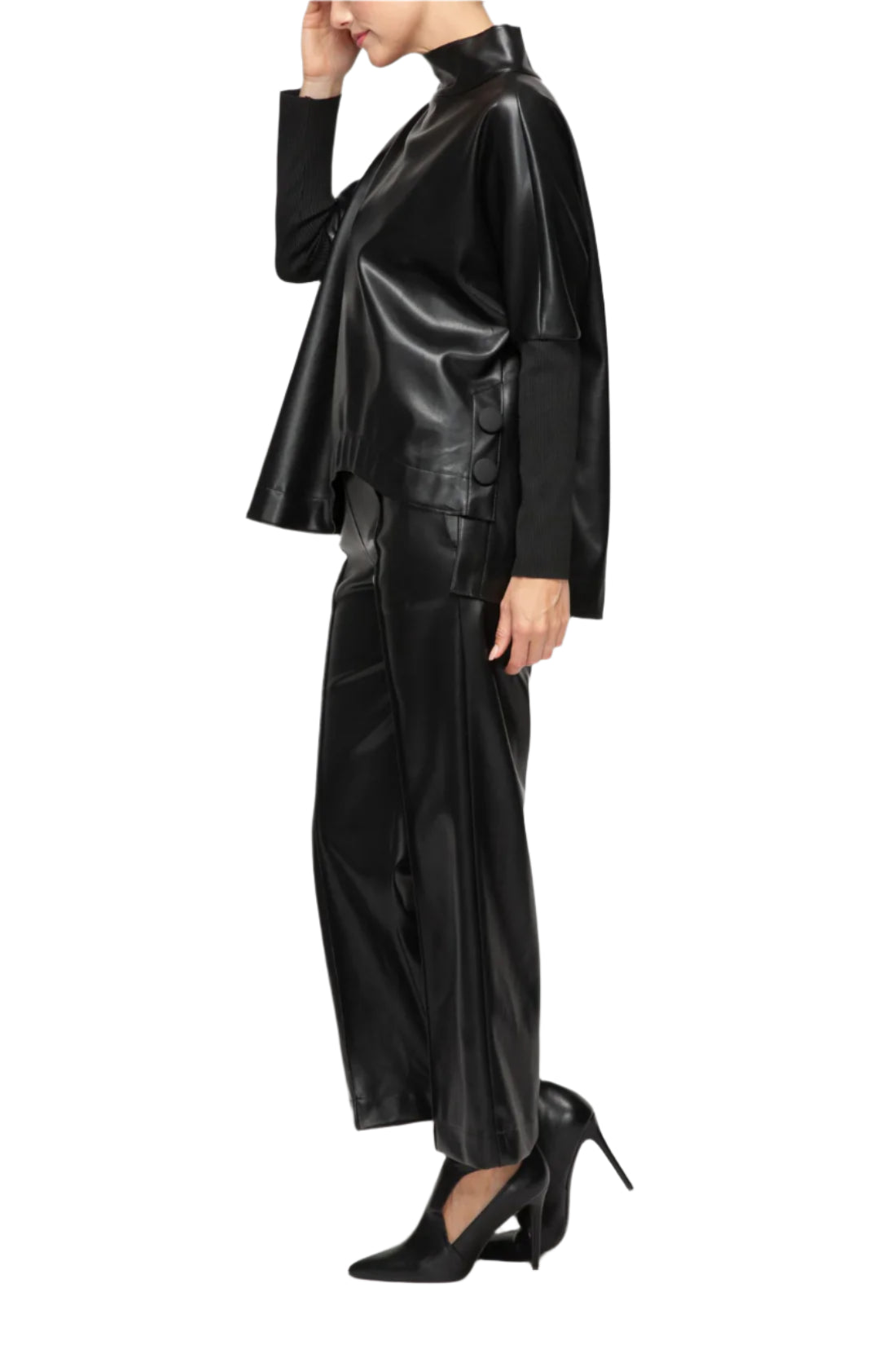 IC Collection Luxe Noir Faux Leather Pant-2191P