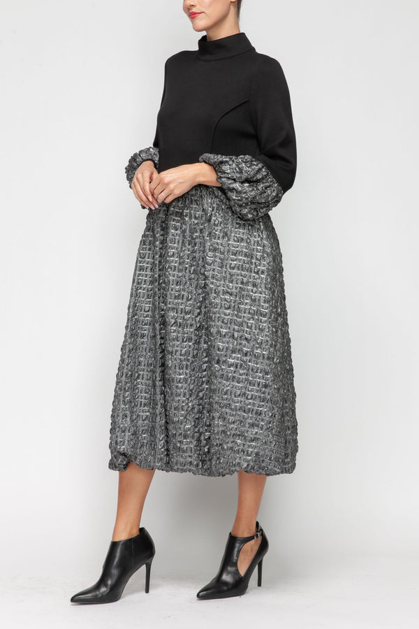 IC Collection Elegant Textured Midi Dress-7159D