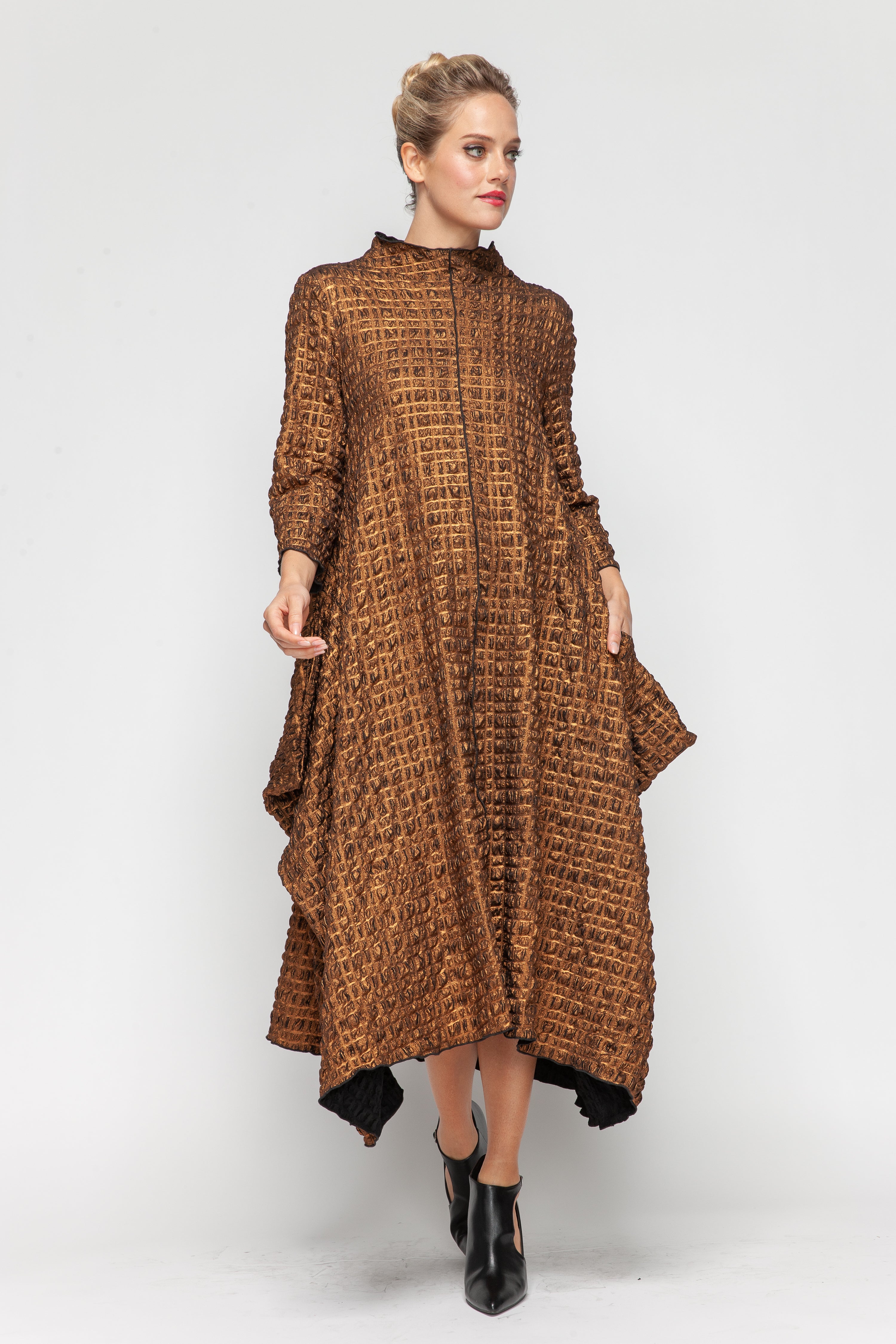 IC Collection Textured Swing Dress-7172D