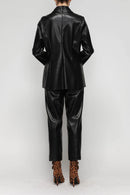 IC Collection Chic Faux Leather Mock Neck Top-7177T