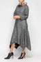 IC Collection Chiffon-Collar Asymmetrical Hem Dress-7181D