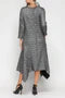 IC Collection Chiffon-Collar Asymmetrical Hem Dress-7181D