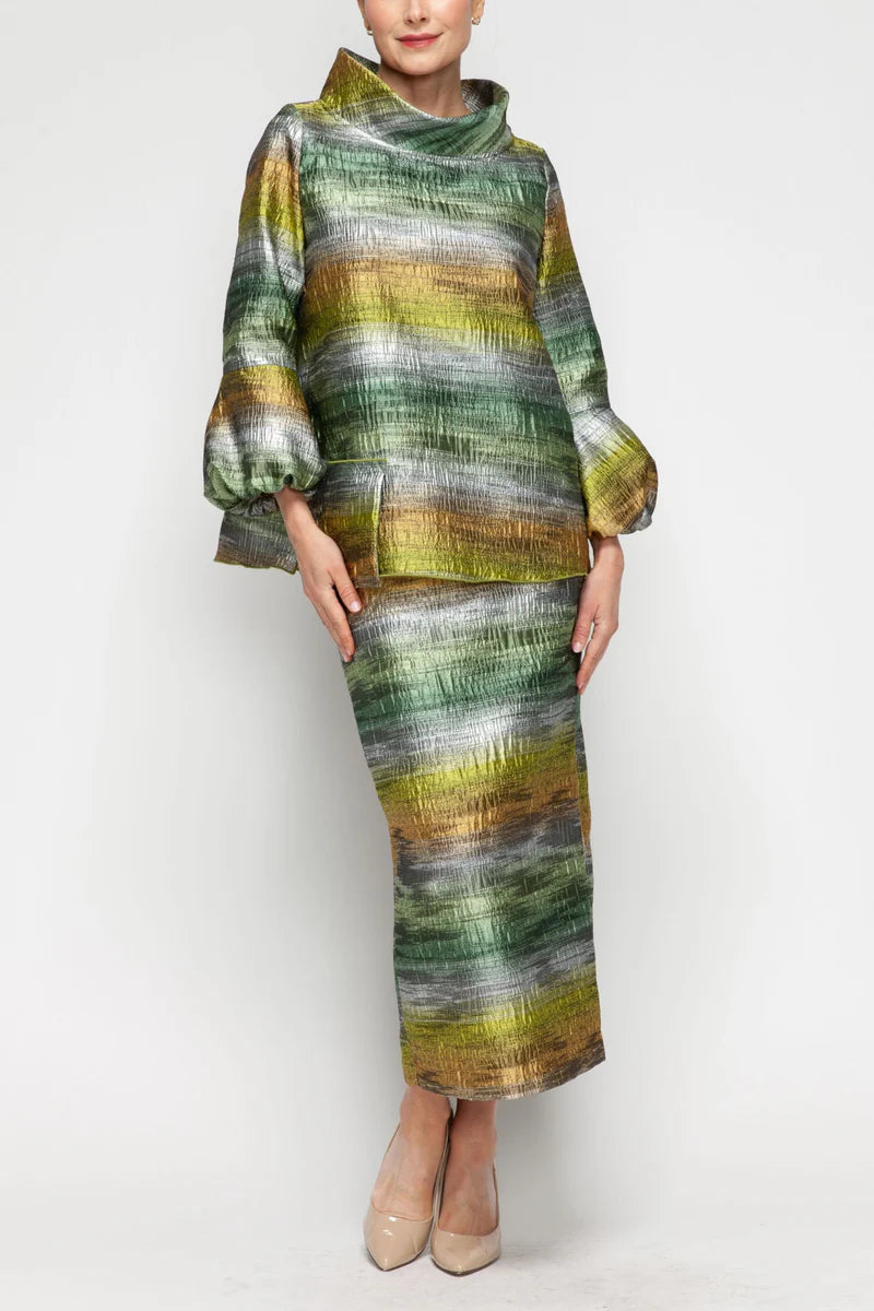 IC Collection Metallic Skirt-7242S-GRN