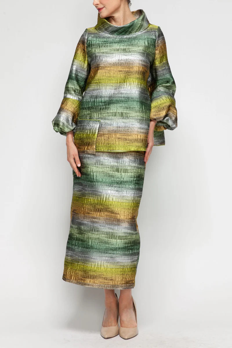 IC Collection Metallic Skirt-7242S-GRN