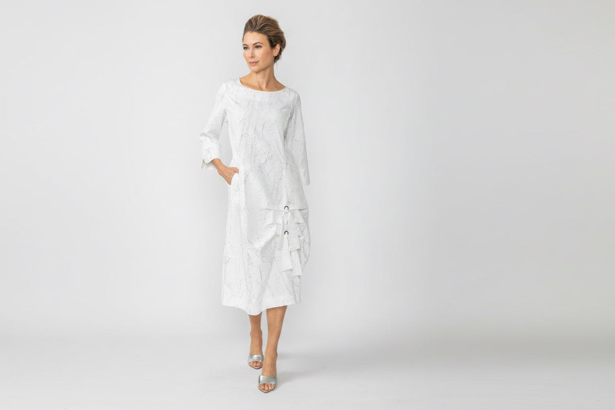 IC Collection Crackle Long Sleeve Dress-7256D