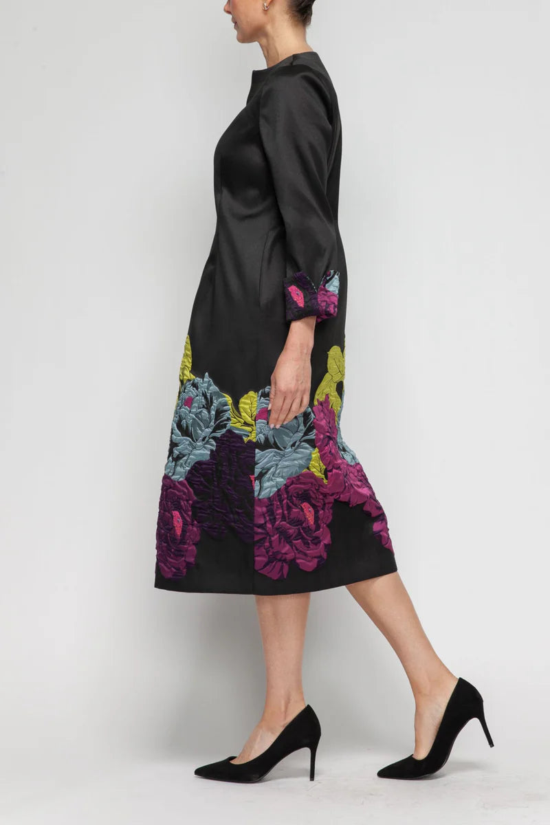 IC Collection Front-Zip Floral Dress-7384D