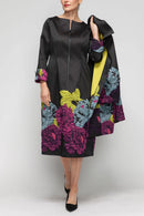 IC Collection Front-Zip Floral Dress-7384D