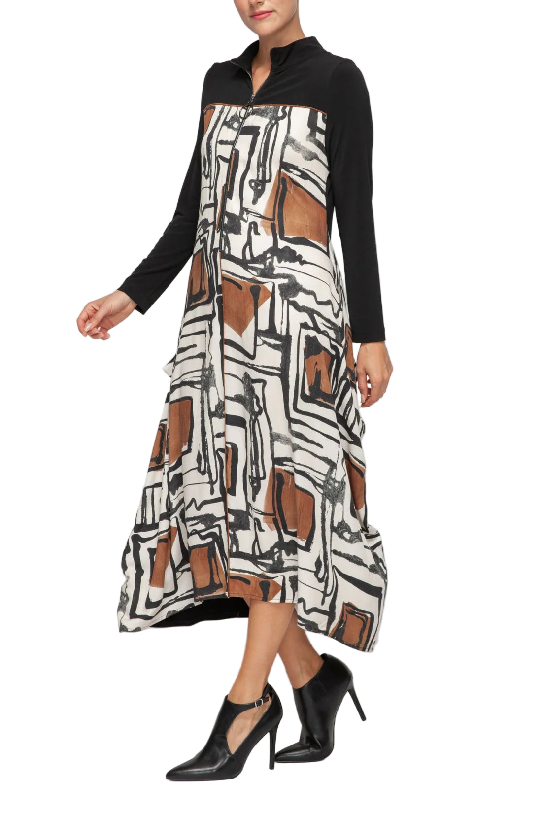 IC Collection Aria Abstract Midi Dress-7387D
