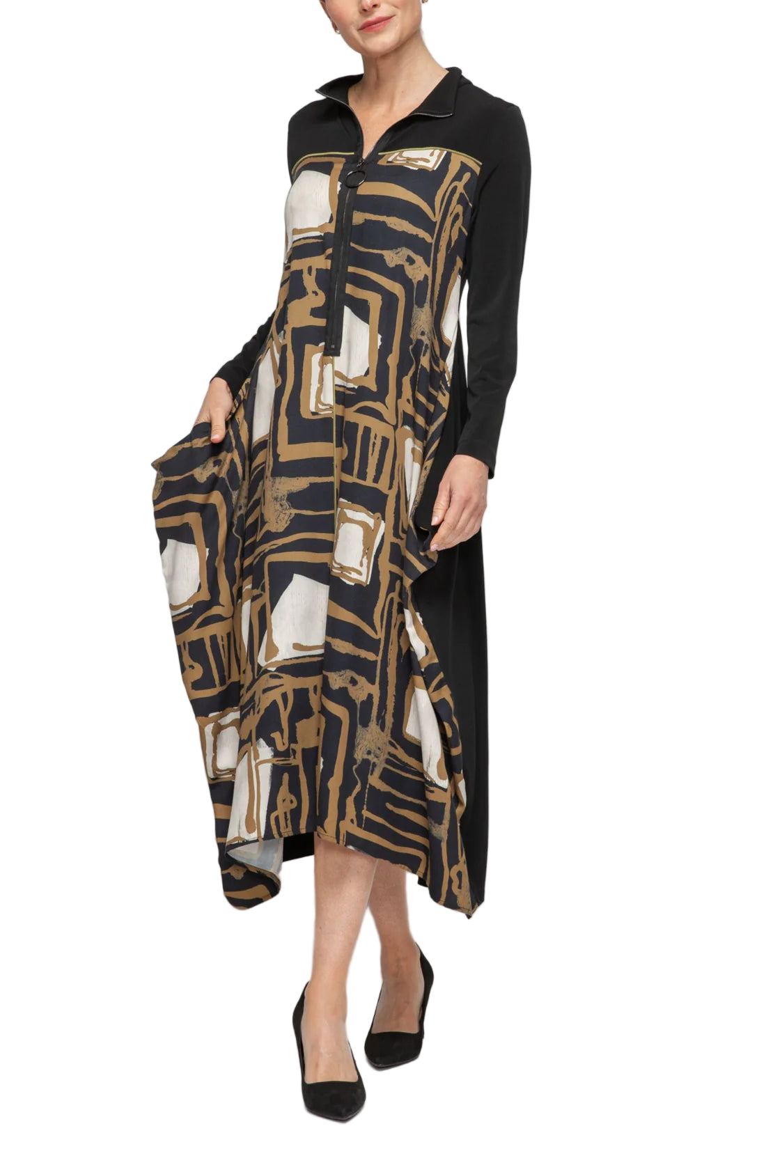 IC Collection Aria Abstract Midi Dress-7387D