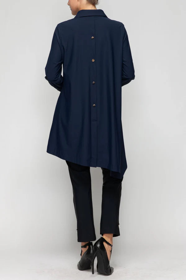 IC Collection Asymmetric Hem Shirt with Classic Collar-7513B