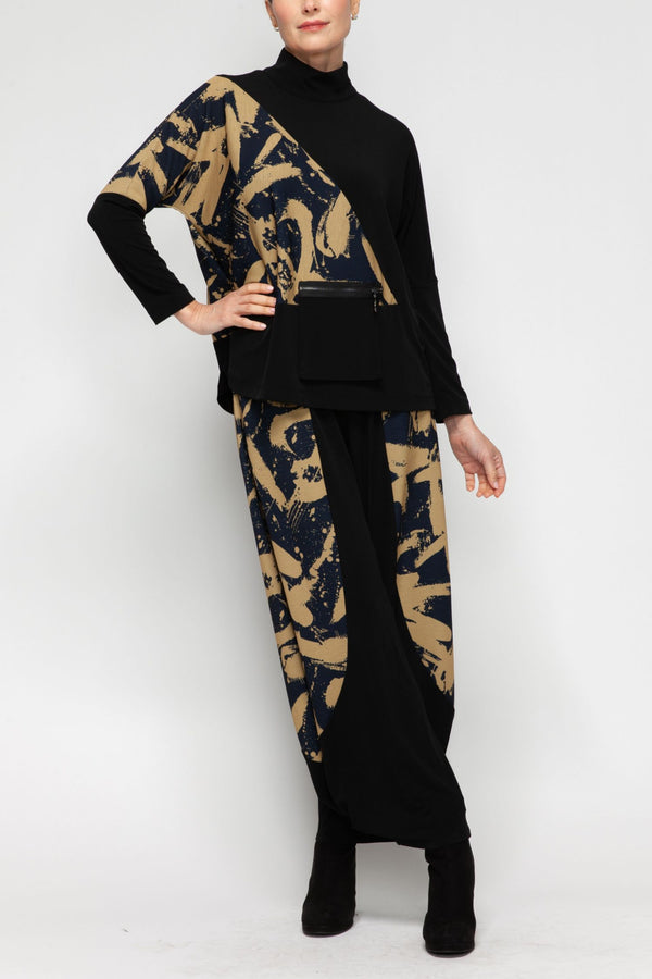 IC Collection Colorblock Print Pocket Top-7580T