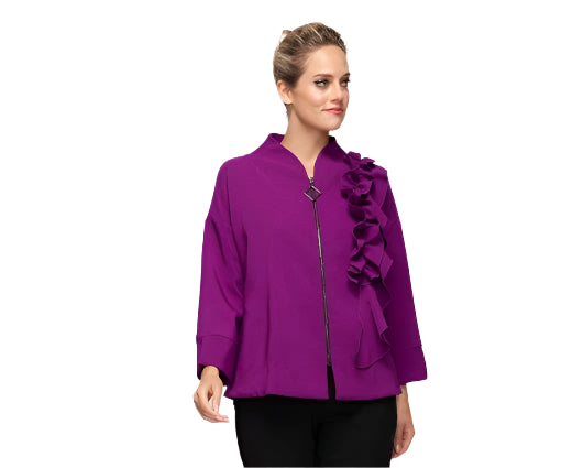 IC Collection Ruffle Trim Jacket-7599J