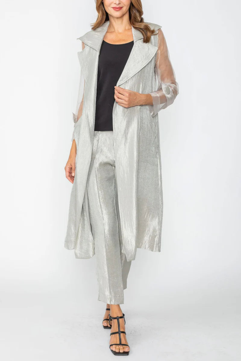 IC Collection Organza Sleeve French Longline Coat-7631J
