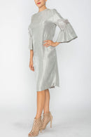IC Collection Organza Sleeve Shimmer Shift Dress-7638D