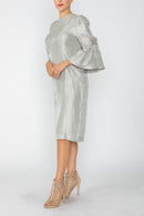 IC Collection Organza Sleeve Shimmer Shift Dress-7638D