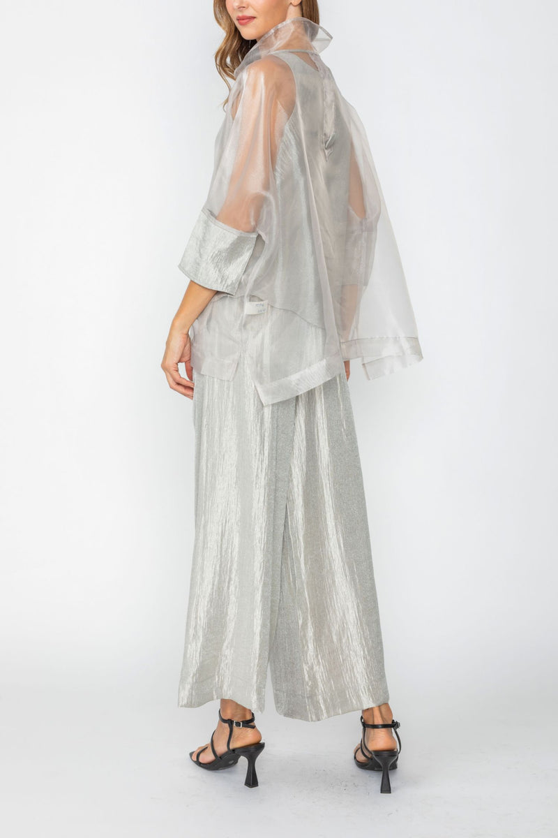 IC Collection Asymmetrical Overlap Stand Collar Top-7642T