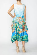 IC Collection Riviera Square Neck Print Dress-7671D