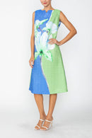 IC Collection Colorblock Floral Crinkle Midi Dress-7791D