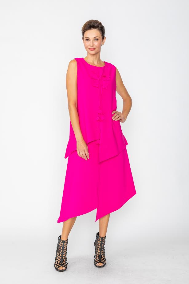 IC Collection Floral Tie Asymmetrical Dress-7842D