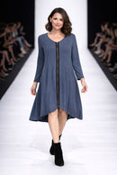 By JJ Zip-Front Swing Dress-IT-197