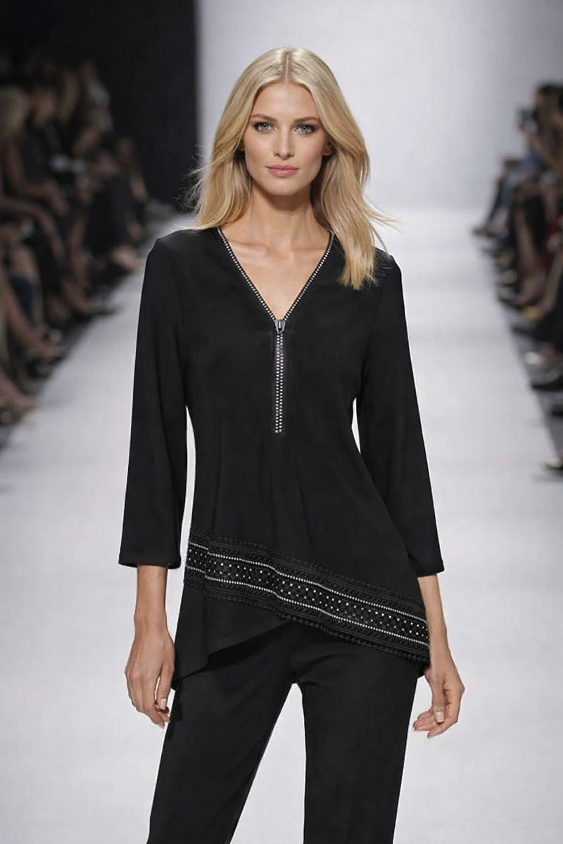 Joseph Ribkoff Silky Knit Flared High Low Top | Unique Apparel USA