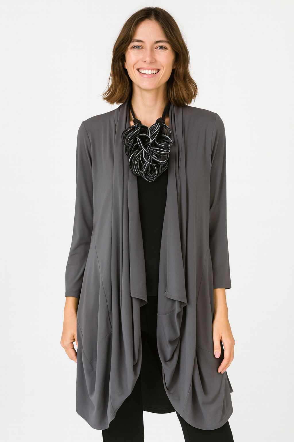 IC Collection Long Open Front Cardigan-IC-3138J