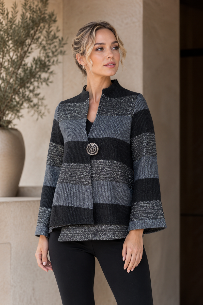 IC Collection New Designer's Knit One Button Jacket-IC-5809J