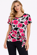 Joseph Ribkoff Bold Bloom Tie-Side Top - Style 221117