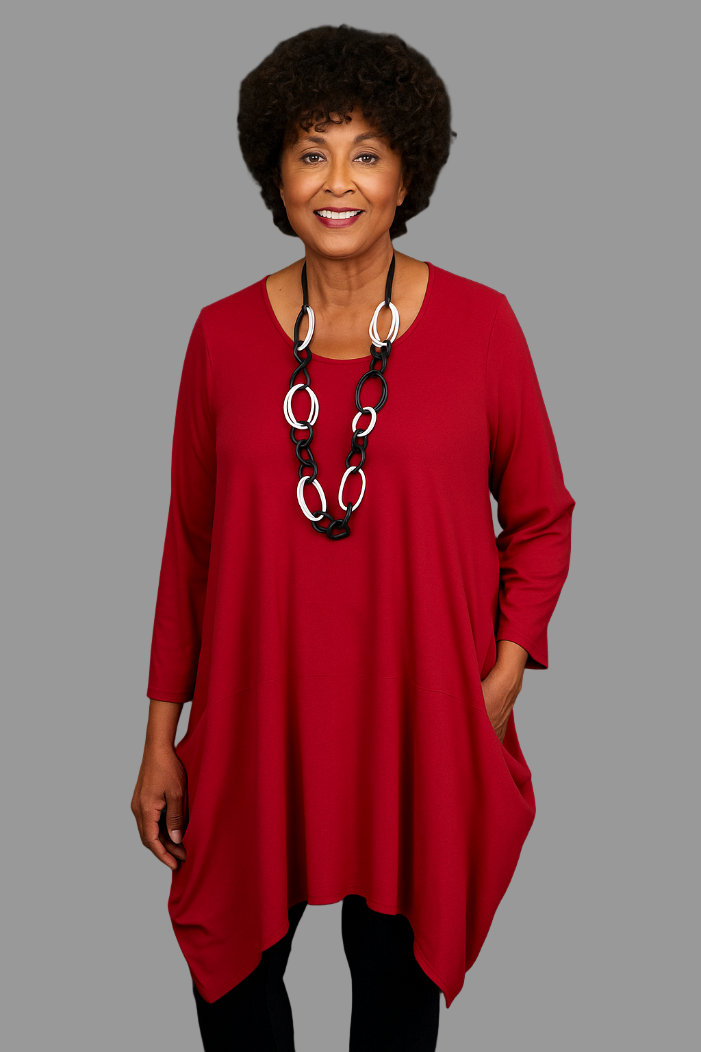 By JJ 3/4 Sleeve Two Pocket Tunic-IT-193