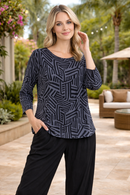 By JJ Abstract Geo Print Top-CD403P