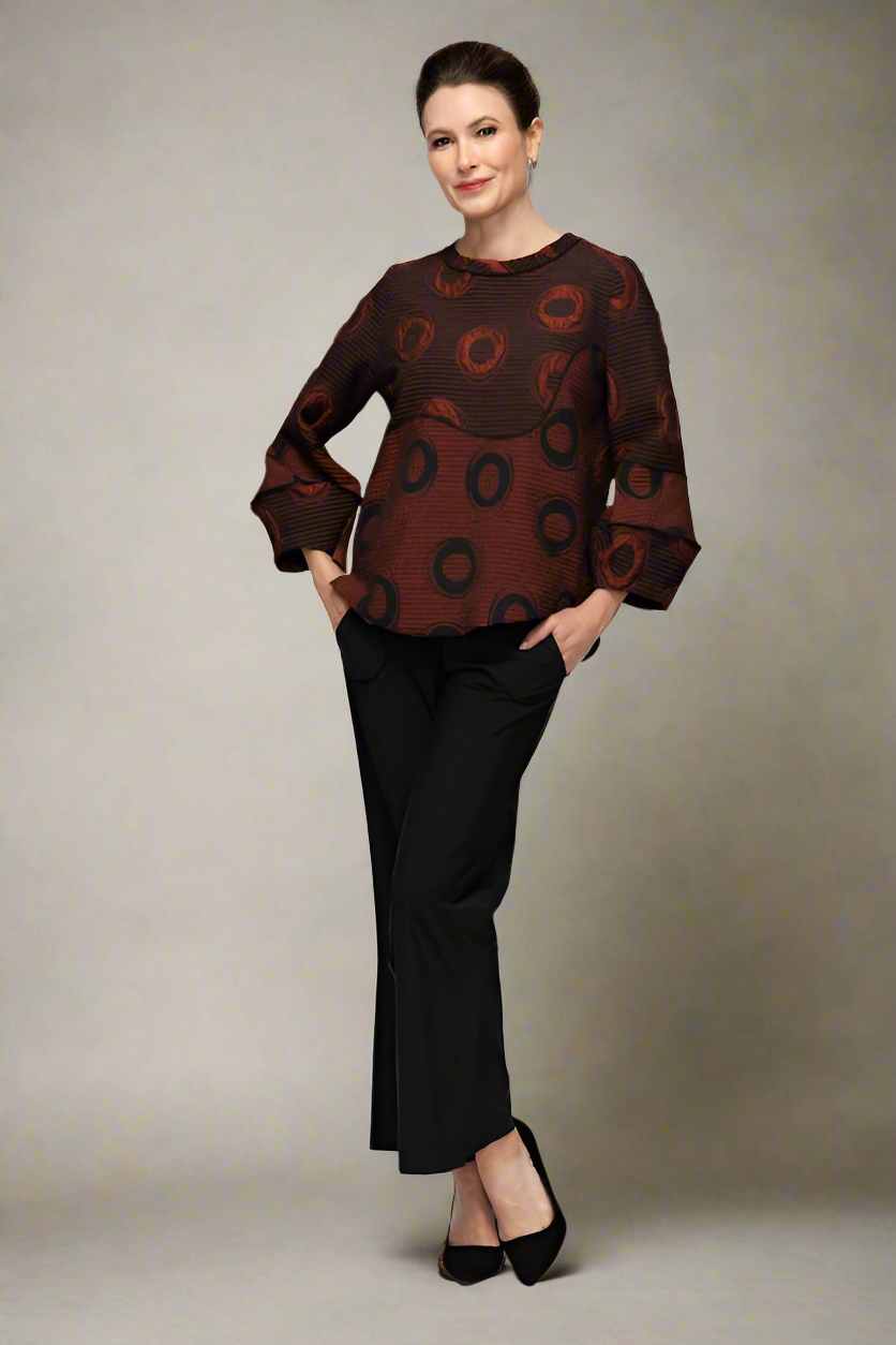 IC Collection Merrow Bubble Sleeve Top-7566T