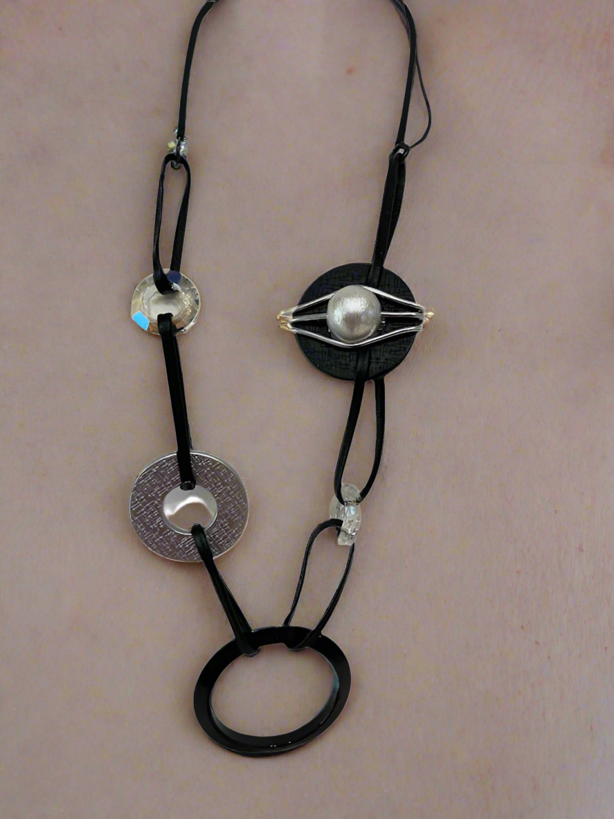OC Geometric Circle Necklace-NKL309-W