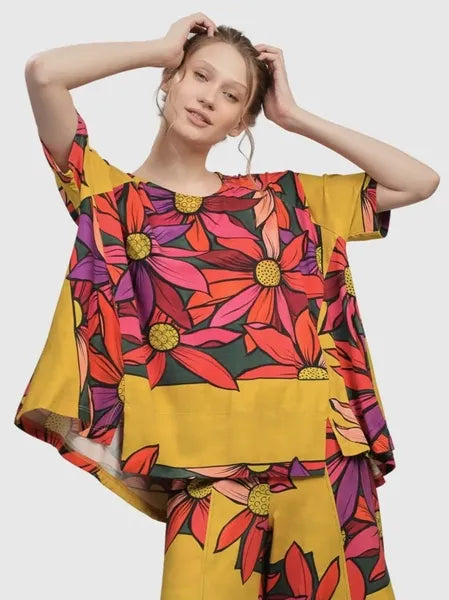 Alembika Bouquet Marigold Trapeze Top-ST634B
