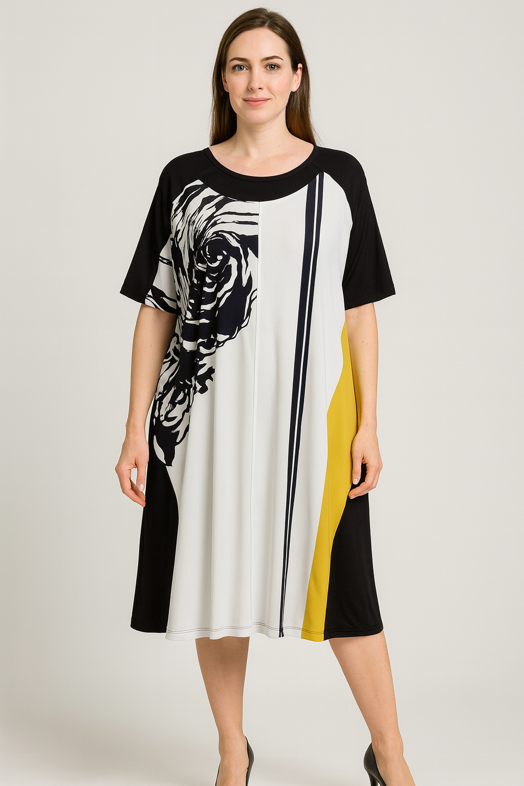 Alembika Artistic Rose Stripe Dress-TD101L