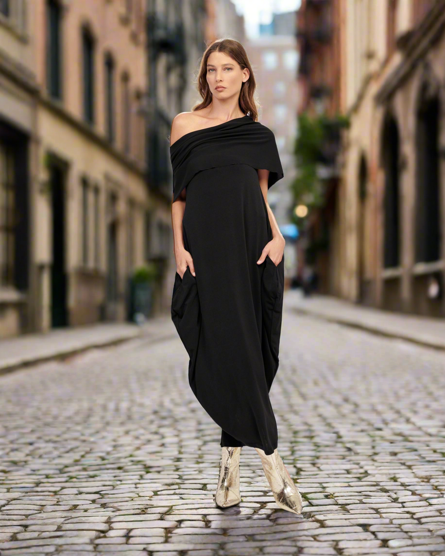 Alembika Savoir Off Shoulder- Maxi Dress-ED706B