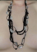 Multi-Strand Black & Silver Abstract Bead Necklace-W124