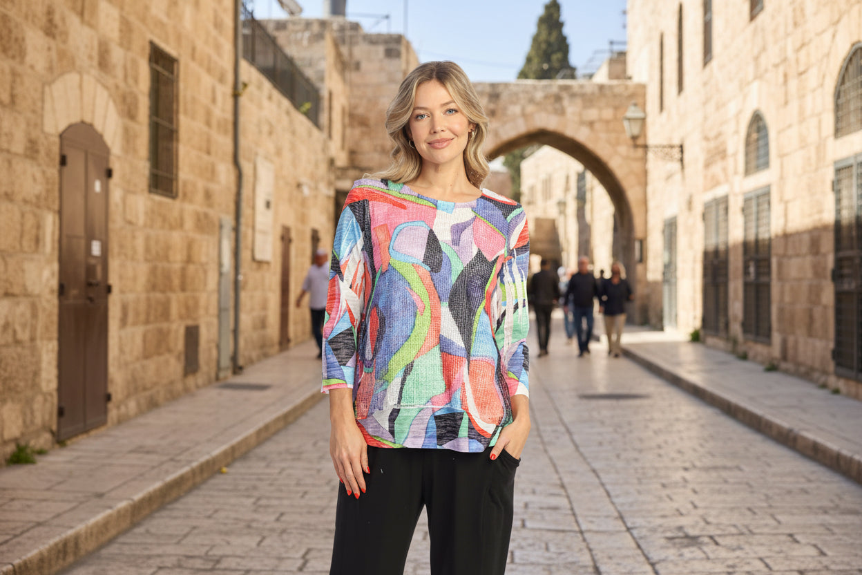 Jess & Jane Boucle Mesh Tunic Top-BC4-2064-JUBILE