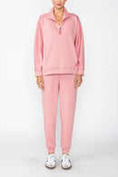 IC Collection Quarter-Zip Relaxed Pullover Top-C1050T