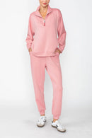 IC Collection Quarter-Zip Relaxed Pullover Top-C1050T