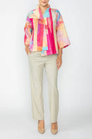 IC Collection Abstract Patchwork Collarless Jacket-C1095JB