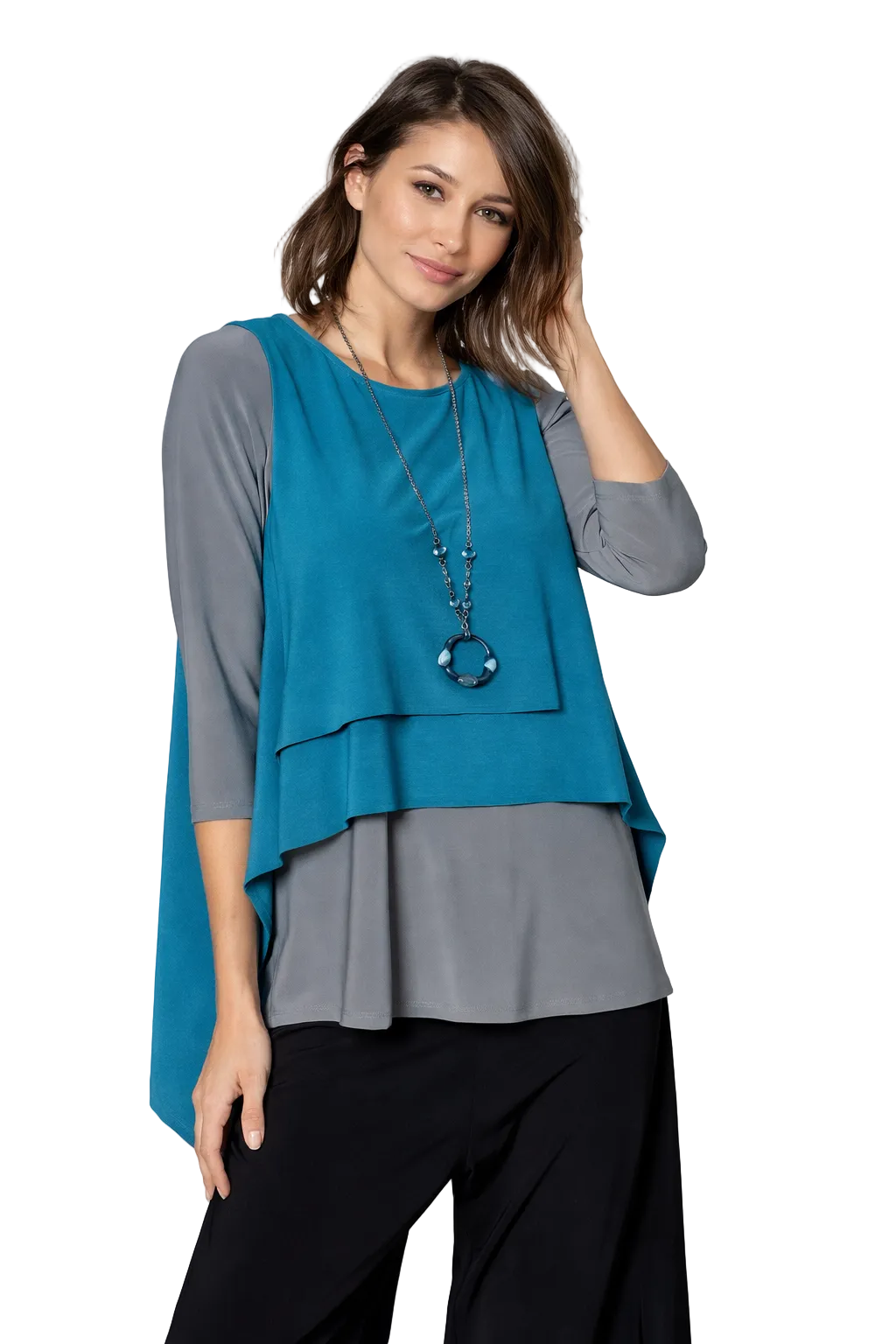 By JJ High-Low Split Front Vest-IT-158