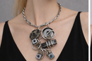 Jeff Lieb Silver Abstract Stone Necklace-34092