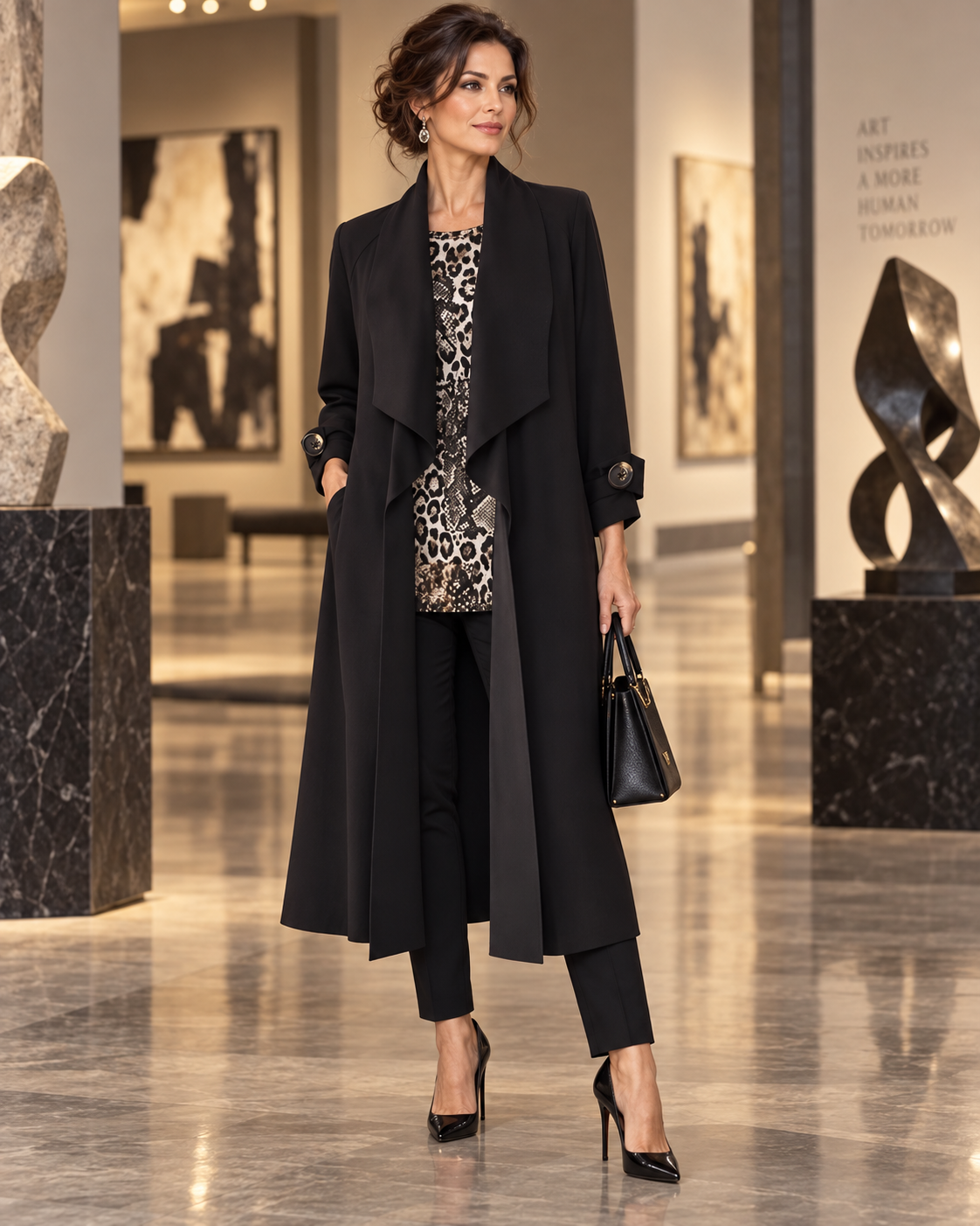 IC Collection Long Open Front Jacket-IC-4585J