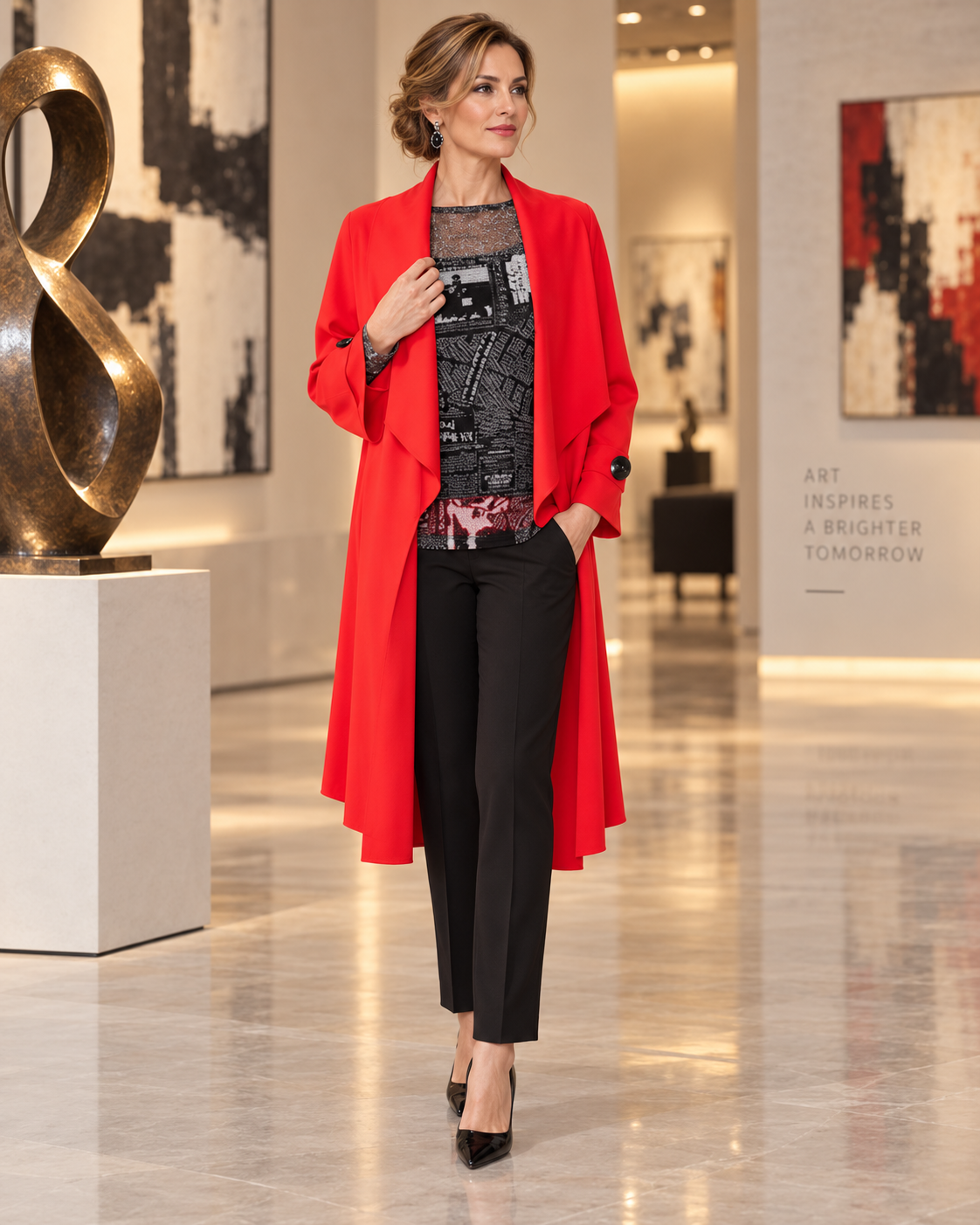 IC Collection Long Open Front Jacket-IC-4585J, view 2