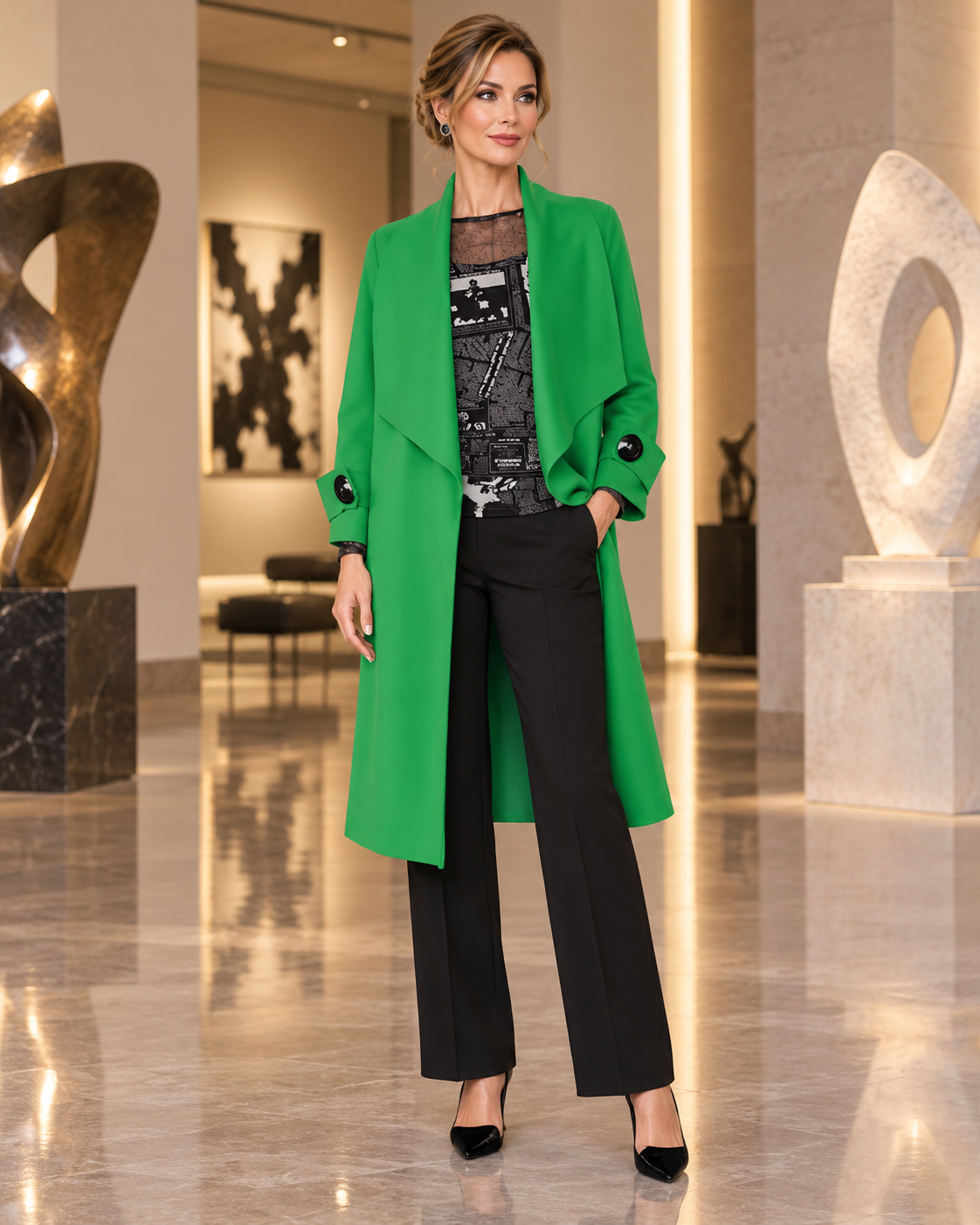 IC Collection Long Open Front Jacket-IC-4585J, view 3