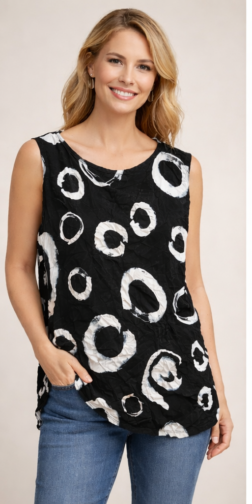 By JJ Abtrast Print CrinkleD Tank-IT-201CP