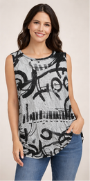 By JJ Abtrast Print CrinkleD Tank-IT-201CP